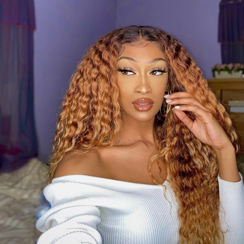 #1B/30 Color 13x4 Deep Wave Lace Front Wigs | Human Hair Wig | Lace Front